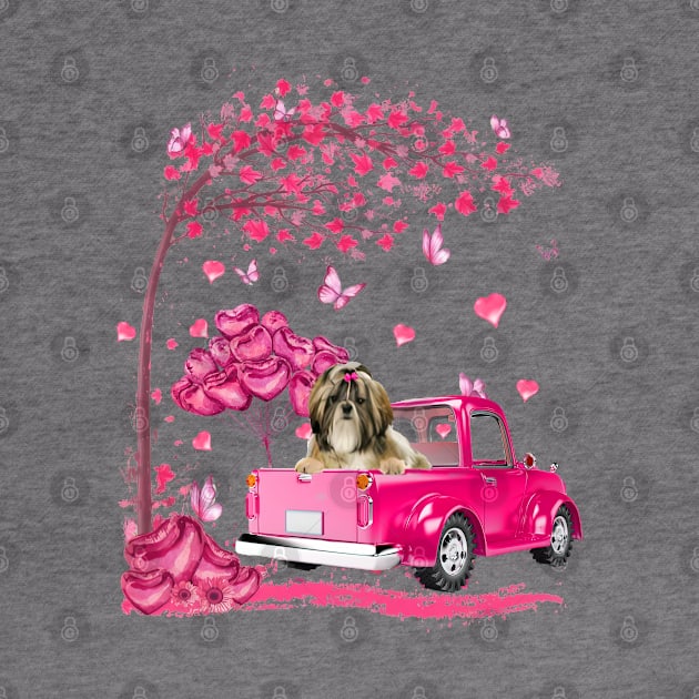 Valentine's Day Love Pickup Truck Shih Tzu by cyberpunk art